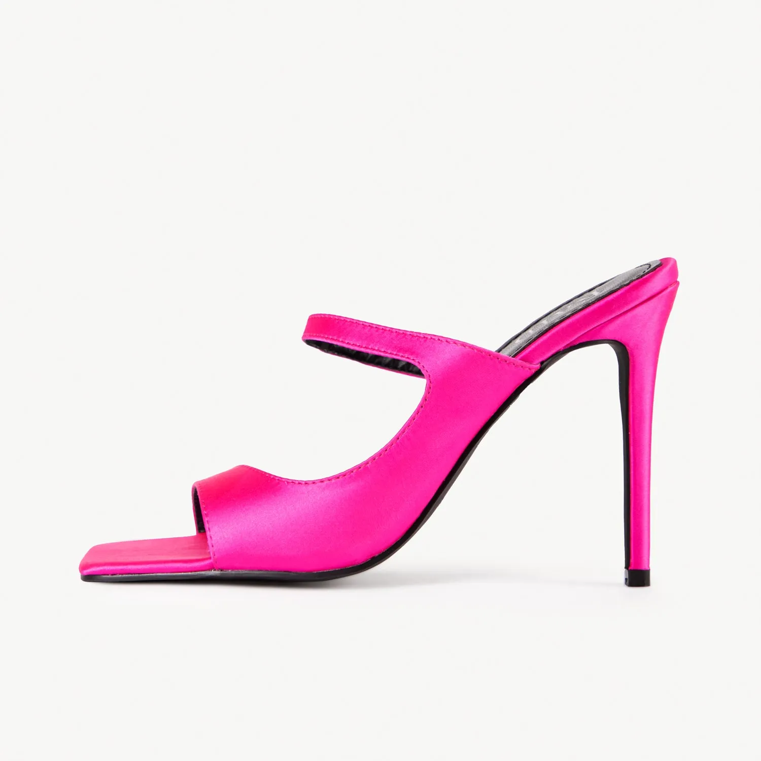 RAID Pansie Heeled Mule in Hot Pink Satin