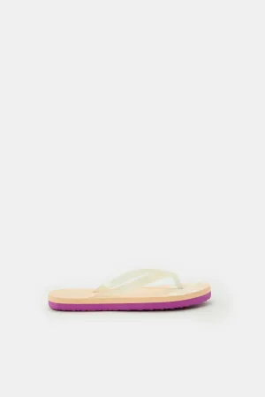 Senior Girls Beige Sun Light Printed Slide