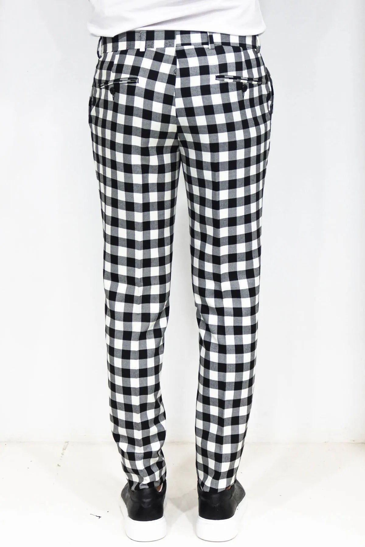 Slim Fit Checked Black Men Pants - Wessi