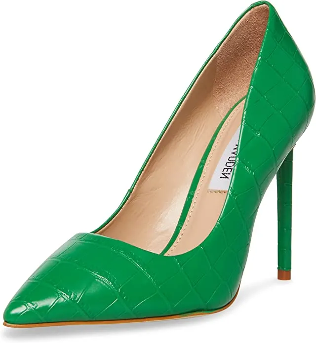 Steve Madden Vala Green Croco Fashion Magazine Pointed Toe Stiletto Dress Pumps