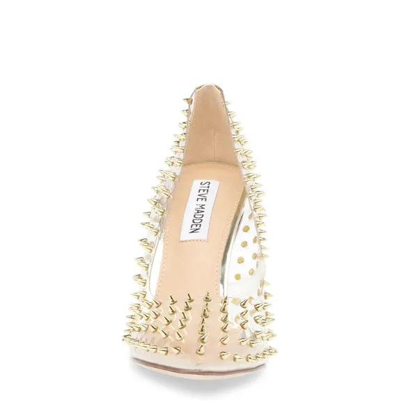 Steve Madden Vala-S Gold Embellished Printed High Stiletto Pointy Toe Dress Pump