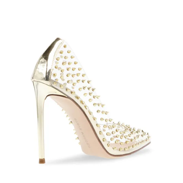 Steve Madden Vala-S Gold Embellished Printed High Stiletto Pointy Toe Dress Pump