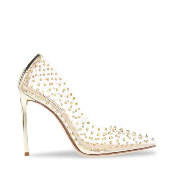 Steve Madden Vala-S Gold Embellished Printed High Stiletto Pointy Toe Dress Pump