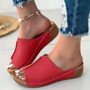 Stitched Edge Women's Summer Wedge Sandals