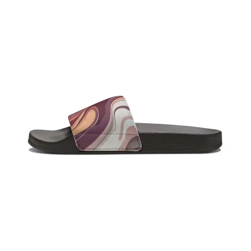 Stylish Mens Strap Sandals with Red Marble Pattern