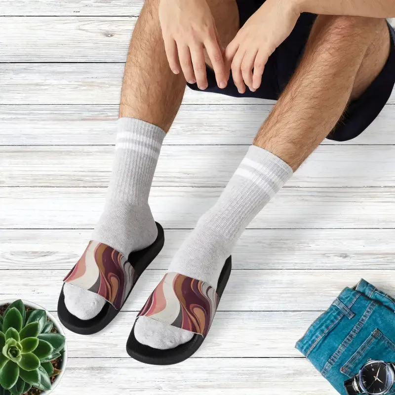 Stylish Mens Strap Sandals with Red Marble Pattern