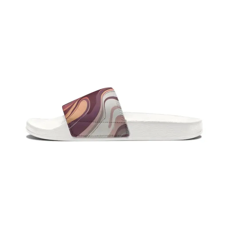 Stylish Mens Strap Sandals with Red Marble Pattern