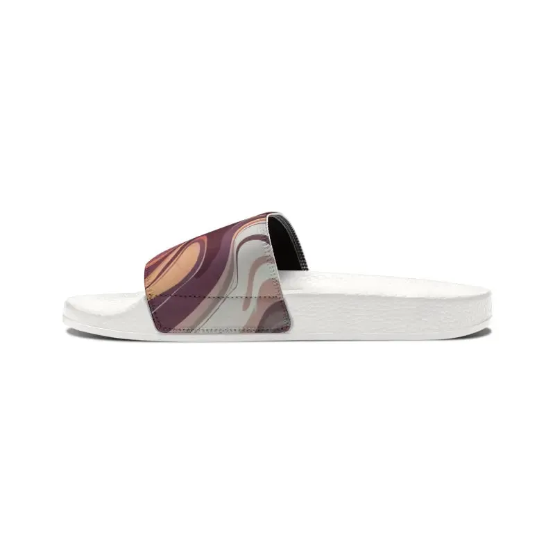 Stylish Mens Strap Sandals with Red Marble Pattern
