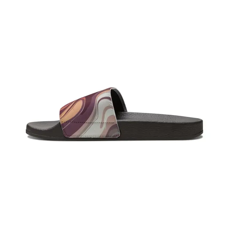 Stylish Mens Strap Sandals with Red Marble Pattern