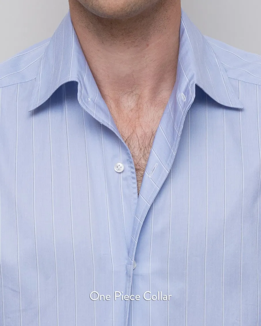 Thomas Mason Light Blue Reverse Stripe Premium Oxford Cloth