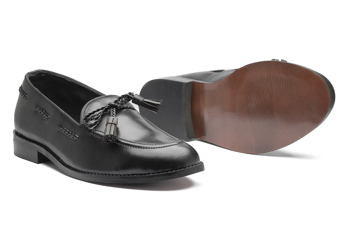 Winston Leather Knot Loafers - Black