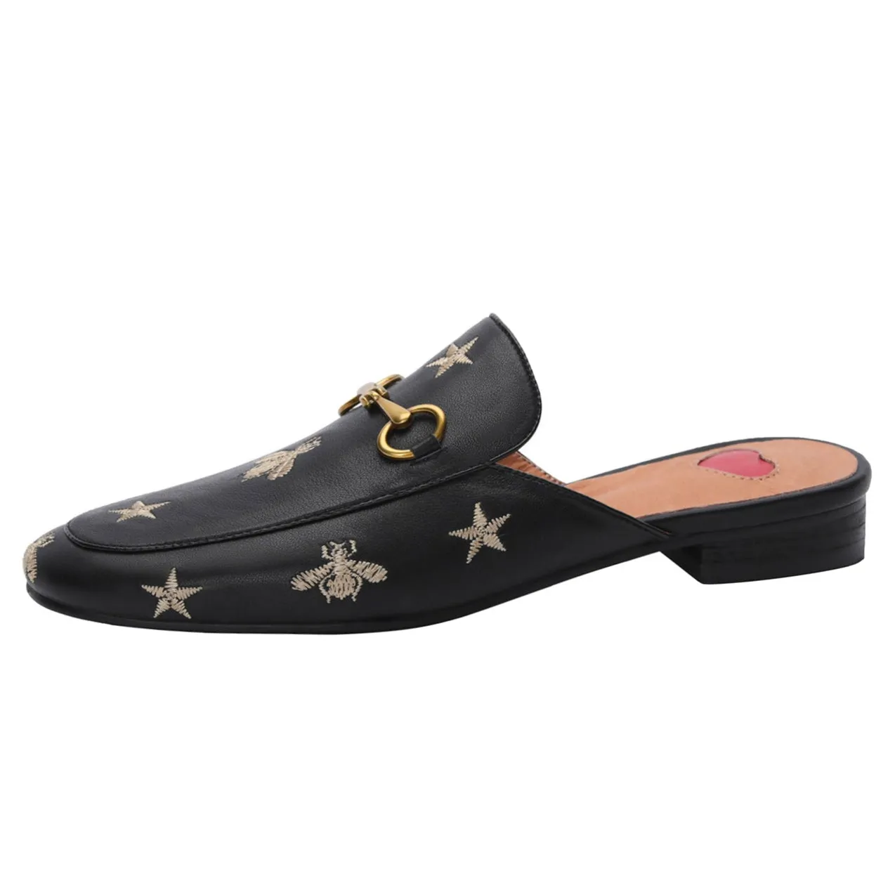 Women Handmade Soft Leather Embroidery Pattern Mules