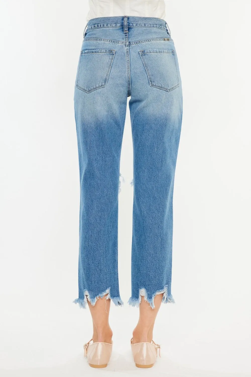 Women's Kancan Distressed Frayed Hem Cropped Jeans