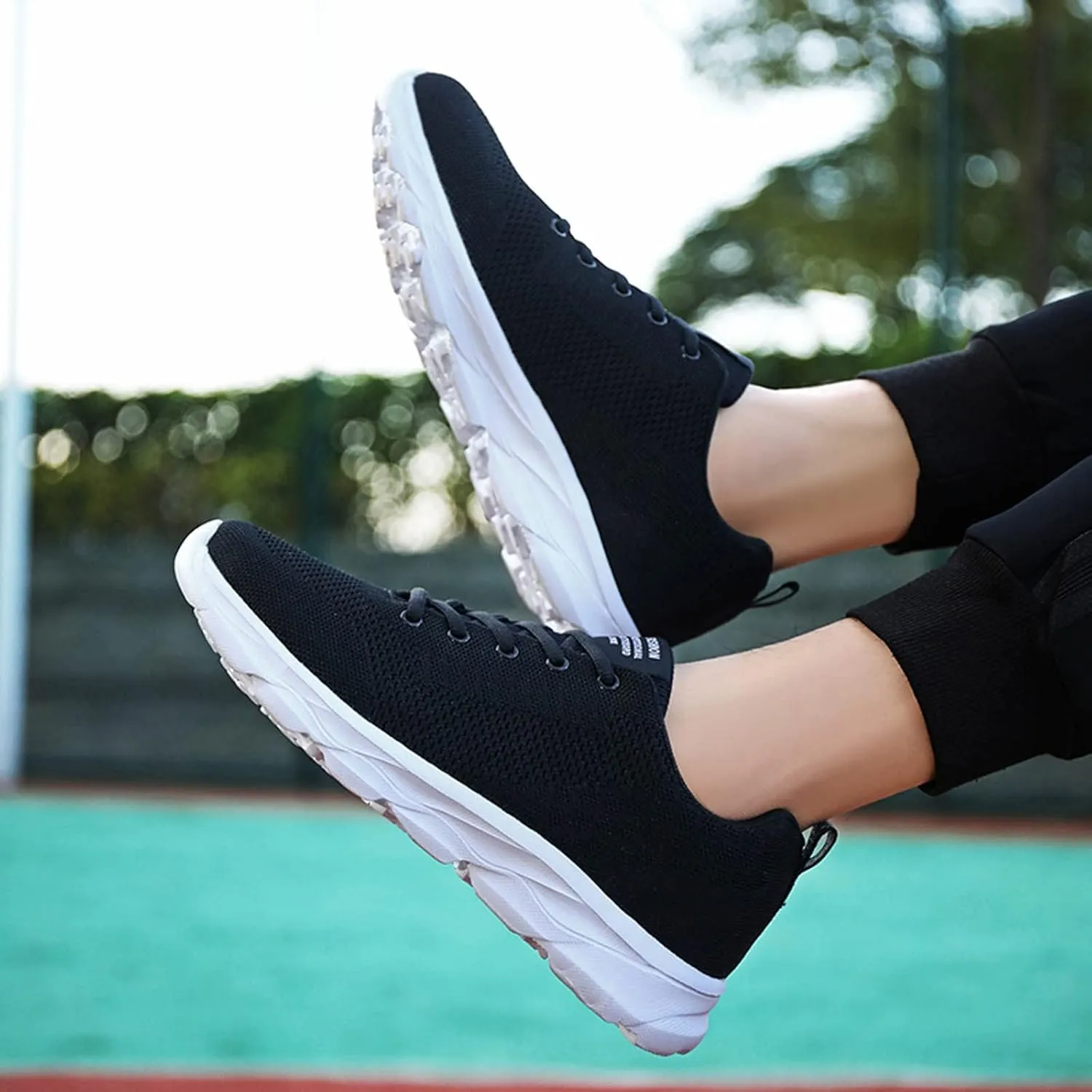 Women's Lace Up Road Running Shoes Wide Athletic Tennis Mens Running Shoes Walking Casual Shoes Slip On White Platform Sneakers Waterproof Tennis Shoe Cross Trainer Shoe